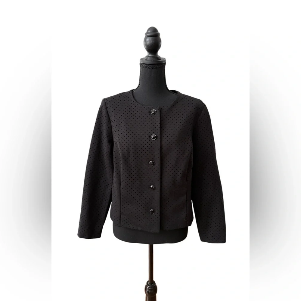 Chico's Black Button-Up Blazer Jacket with Gem Buttons - Picture 1 of 17